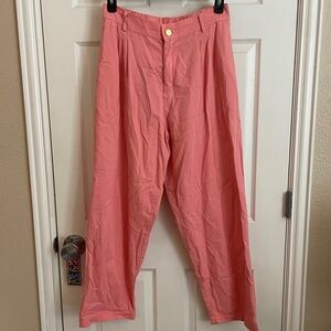 Coral Pink High-Waisted Trouser Panta